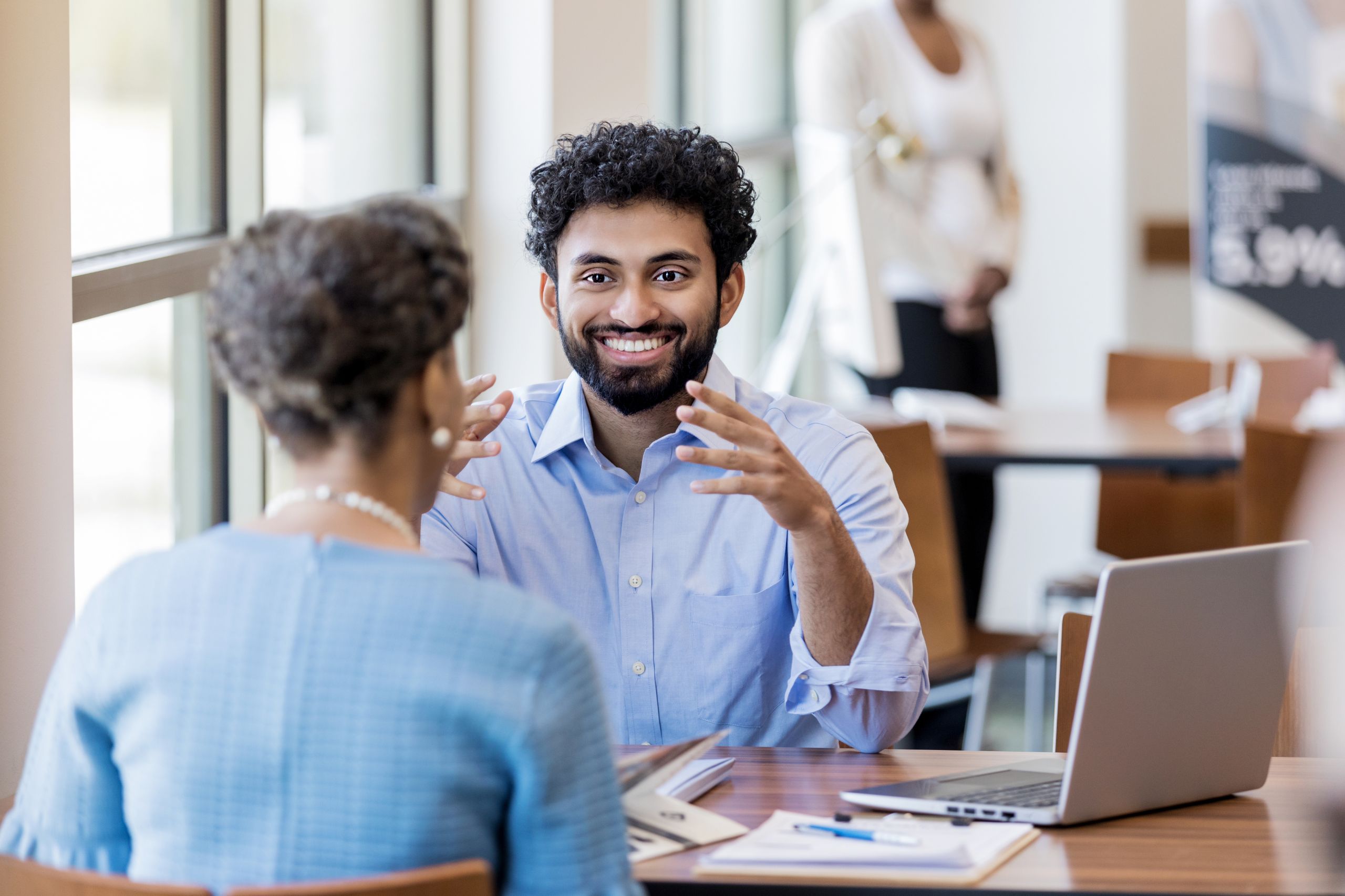 Employees collaborating on a project